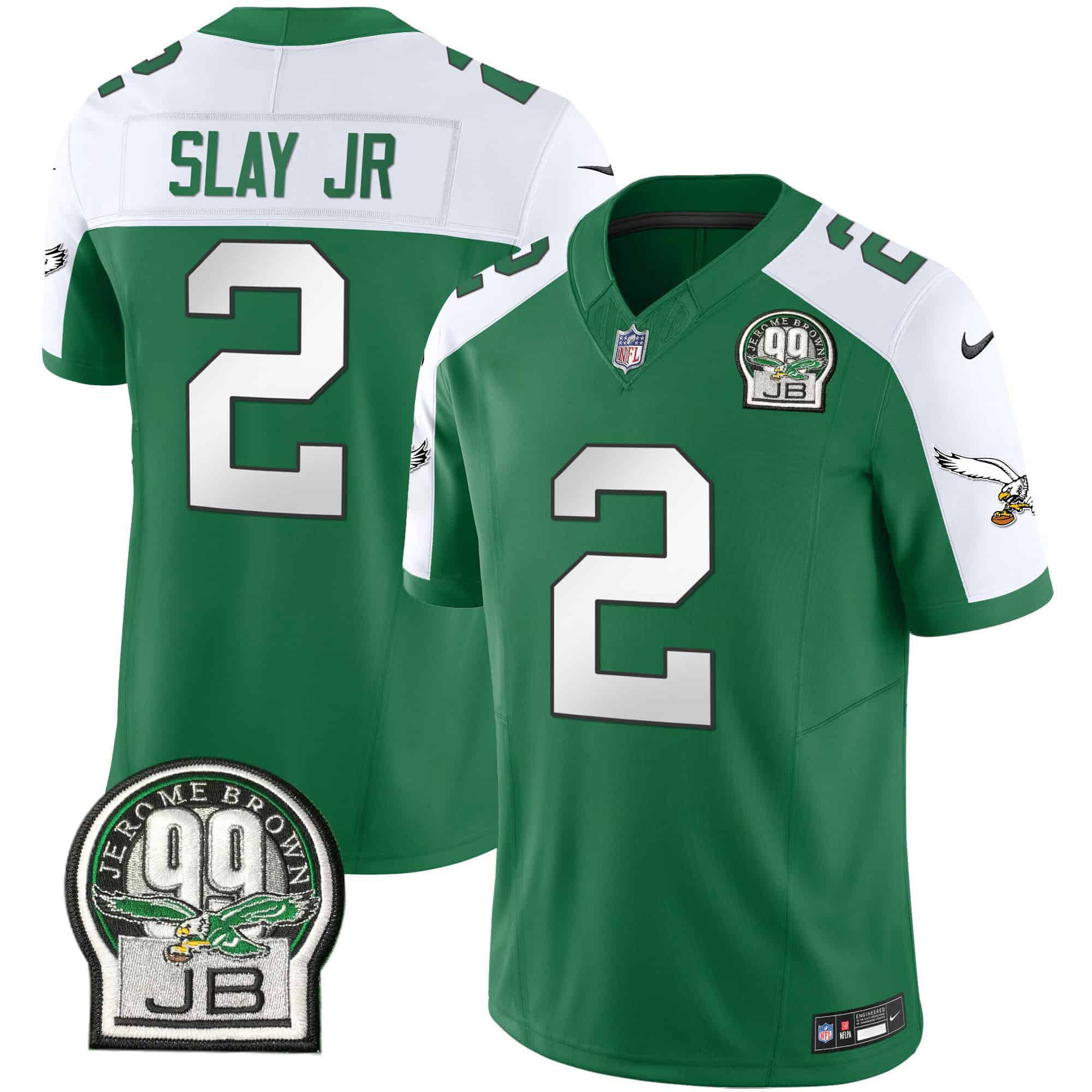 Men Philadelphia Eagles 2 Slay jr Green 2024 Nike Jerome Brown Patch Alternate Limited NFL Jersey